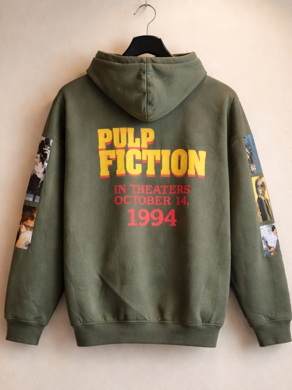 Pulp Fiction Olive Green Graphic Hoodie Sweatshirt - Picture 2 of 2
